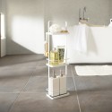 etagere compacte rangement salle de bain acier blanc yamazaki