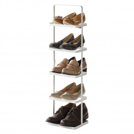 etagere a chaussures verticale compacte acier blanc yamazaki