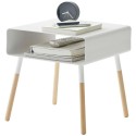 table appoint chevet blanc metal bois yamazaki plain