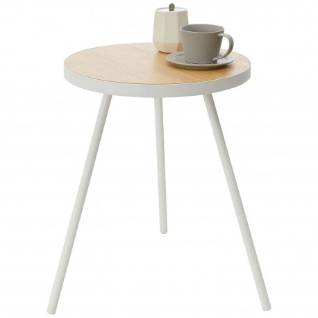 table basse ronde bout de canape blanche acier bois yamazaki tower