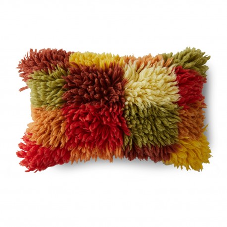 coussin poils longs multicolores laine fluffy hk living