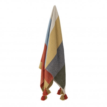 plaid large bandes multicolores coton recycle bloomingville druento