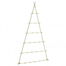 sapin de noel design metal dore a suspendre sur mur madam stolta