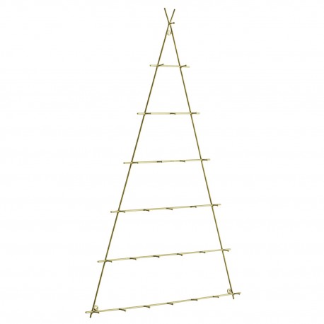 sapin de noel design metal dore a suspendre sur mur madam stolta