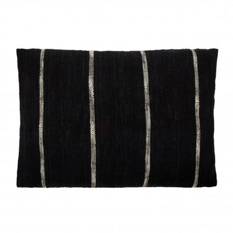 housse de coussin noir raye coton house doctor