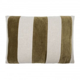 housse de coussin large rayures velours lin vert house doctor