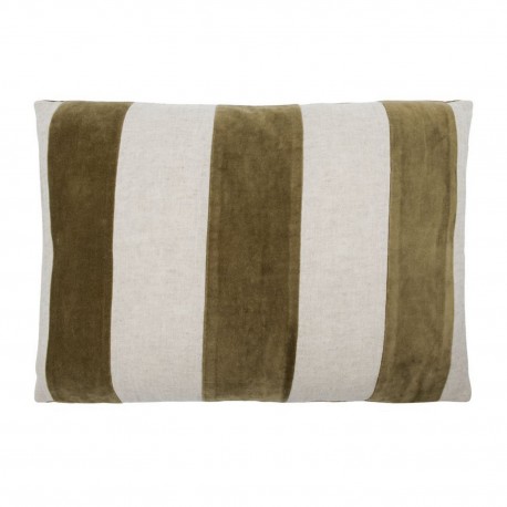housse de coussin large rayures velours lin vert house doctor