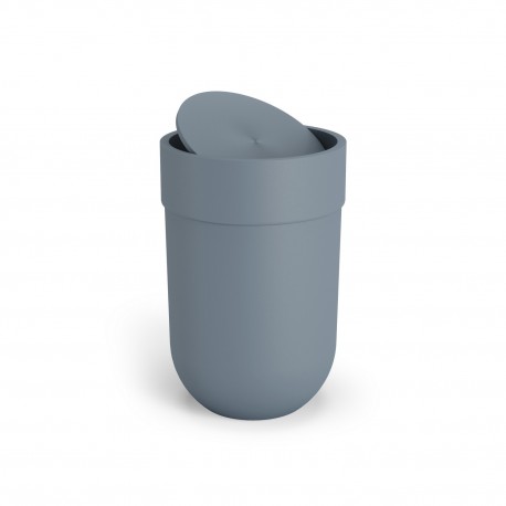 poubelle salle de bains gris bleu bascule umbra touch