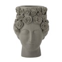 vase tete de femme fleuri gres gris bloomingville