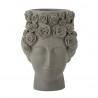 vase tete de femme fleuri gres gris bloomingville