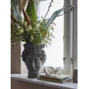 vase tete de femme fleuri gres gris bloomingville