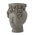 vase tete de femme fleuri gres gris bloomingville