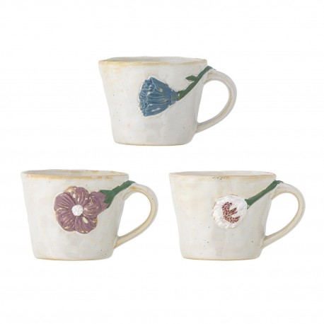 tasses a cafe gres artisanales fleurs poetiques bloomingville loua set de 3