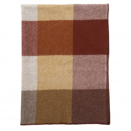 plaid en laine carreaux orange rouille klippan block