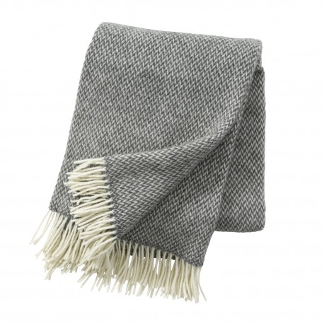 plaid chaud doux laine merinos gris qualite klippan
