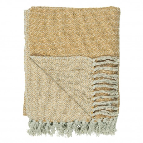 ib laursen plaid coton jaune franges