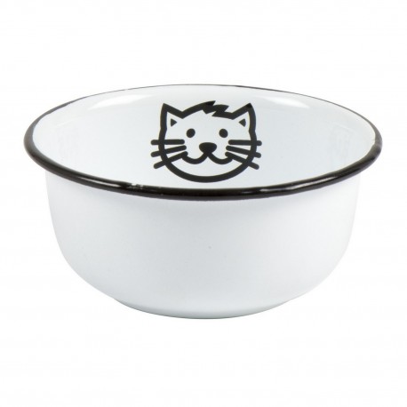 gamelle pour chat rigolo metal emaille blanc