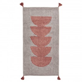 madam stoltz petit tapis tufte moelleux doux gris rose corail