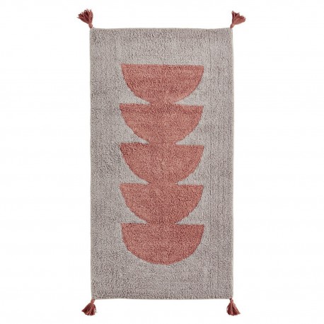 madam stoltz petit tapis tufte moelleux doux gris rose corail