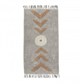 madam stoltz tapis chambre moelleux coton gris motif geometrique