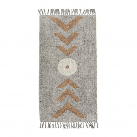 madam stoltz tapis chambre moelleux coton gris motif geometrique
