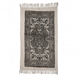 bloomingviille tapis vintage baroque franges motif noir 150 x 90 cm