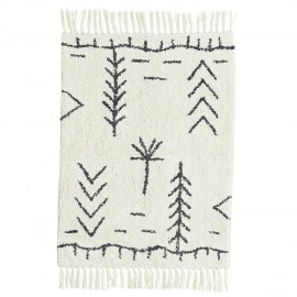 madam stoltz petit tapis tufte descente lit bain blanc noir ethnique