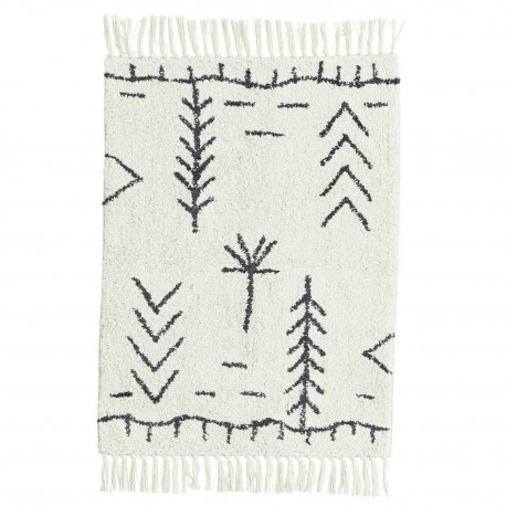 madam stoltz petit tapis tufte descente lit bain blanc noir ethnique