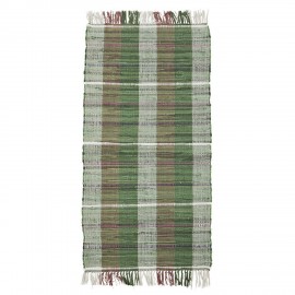 madam stoltz tapis chambre vert carreaux tartan ecossais coton