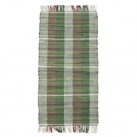 madam stoltz tapis chambre vert carreaux tartan ecossais coton