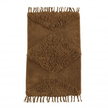 madam stoltz petit tapis descente de lit marron tufte moelleux franges