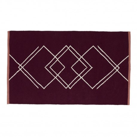 Tapis recyclé design motif géométrique Hübsch rouge