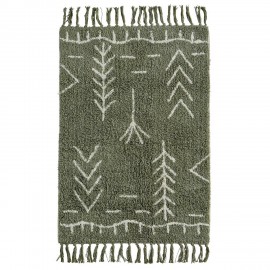 madam stoltz tapis de bain vert motif coton tufte