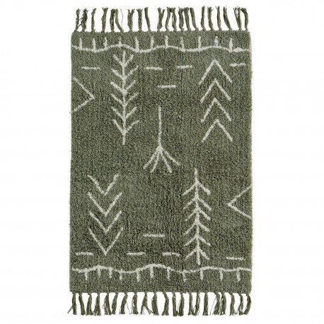 madam stoltz tapis de bain vert motif coton tufte