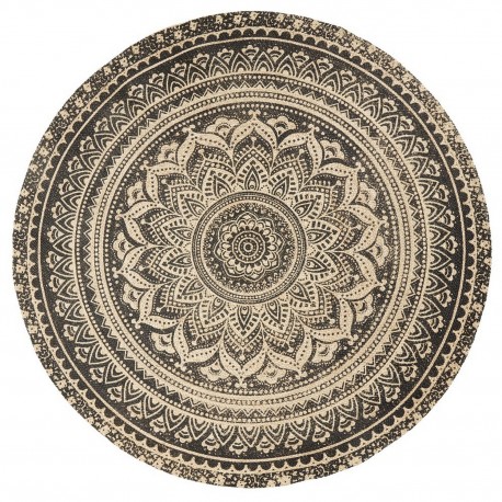 Tapis rond jute imprimé motif rosace Nordal