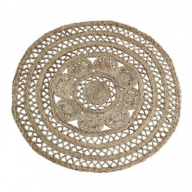 Tapis rond jute tissé style dentelle Madam Stoltz