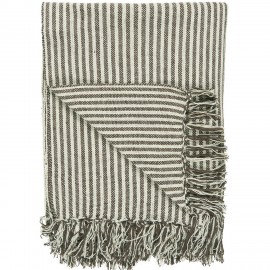 couverture raye coton creme ecru marron franges ib laursen