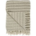 ib laursen plaid coton beige creme rayures franges