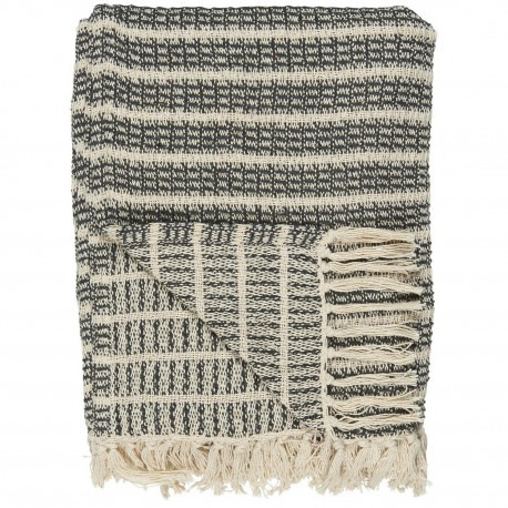 plaid coton franges rayures grises ib laursen