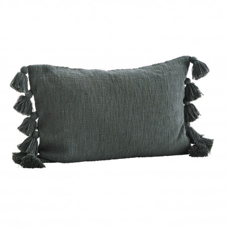 madam stoltz housse de coussin salon vert canard emeraude pompons