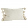 madam stoltz housse de coussin rectangulaire blanc ecru pompons JECCU0311-OW