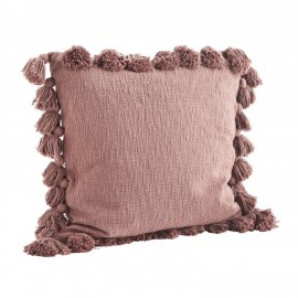 Housse de coussin coton pompons Madam Stoltz rose