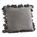 madam stoltz grande housse de coussin carree coton gris pompons