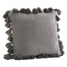 madam stoltz grande housse de coussin carree coton gris pompons