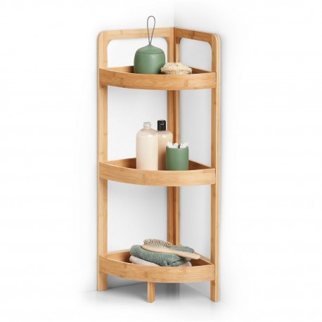 etagere d angle rangement salle de bains bois bambou naturel zeller