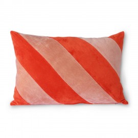 hk living coussin rayures larges velours rouge rose