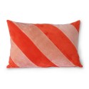 hk living coussin rayures larges velours rouge rose