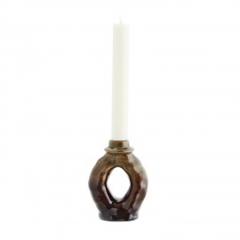 bougeoir poterie artisanale gres brun madam stoltz