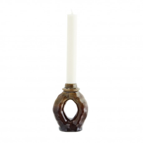 bougeoir poterie artisanale gres brun madam stoltz