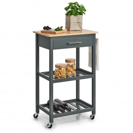 desserte cuisine bois gris bambou multi rangement zeller